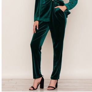 Pants Straight Leg Velvet Olive Green Size Large